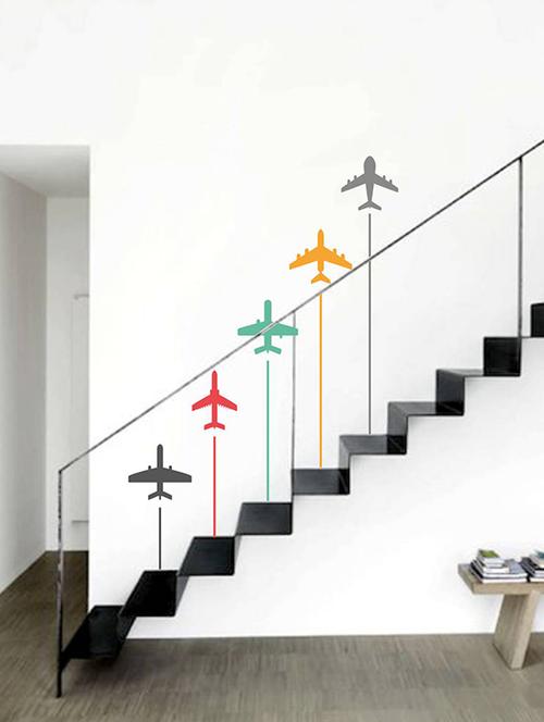 rawpockets wall decals ' colorful airplanes - kid's room '  wall stickers (pvc vinyl) multicolour - 15733997 - Very Small Image - 1