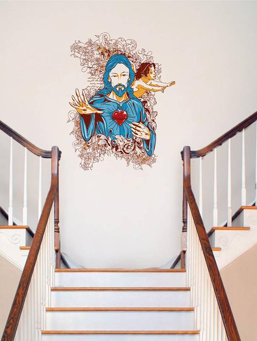 rawpockets wall decals ' lord jesus christ  '  wall stickers (pvc vinyl) multicolour - 15734106 - Very Small Image - 1