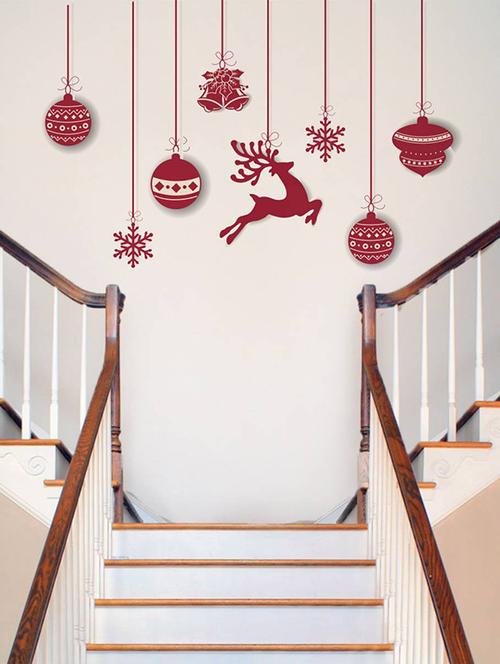 rawpockets wall decals ' christmas hanging decorative '  wall stickers (pvc vinyl) multicolour - 15734111 - Very Small Image - 1