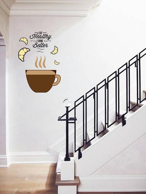 rawpockets wall decals ' eat healthy think better '  wall stickers (pvc vinyl) multicolour - 15734179 - Very Small Image - 1