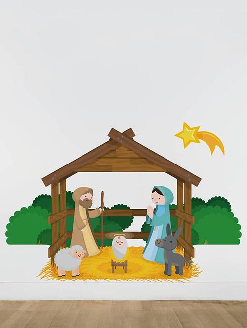 rawpockets wall decals ' jesus borns story '  wall stickers (pvc vinyl) multicolour - 15734201 - Very Small Image - 1