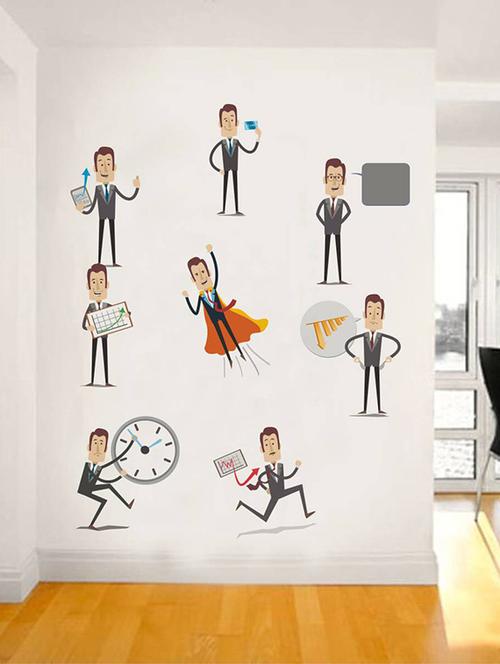 rawpockets wall decals ' office activity '  wall stickers (pvc vinyl) multicolour - 15734206 - Very Small Image - 1