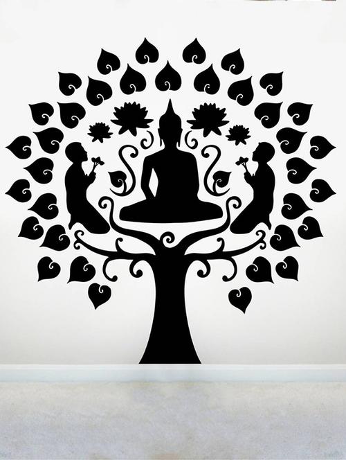 rawpockets wall decals ' buddha silhouettes '  wall stickers (pvc vinyl) multicolour - 15734209 - Very Small Image - 1