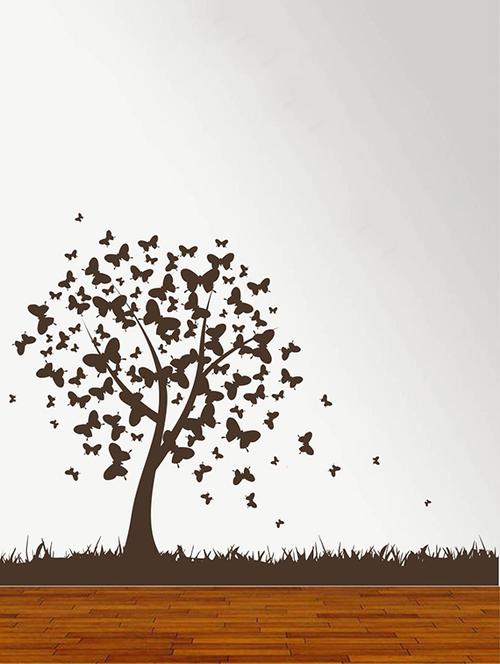rawpockets wall decals ' silhouettes tree and butterflies '  wall stickers (pvc vinyl) multicolour - 15734224 - Very Small Image - 1
