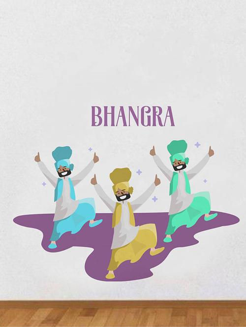 rawpockets wall decals ' bhangra dance '  wall stickers (pvc vinyl) multicolour - 15734278 - Very Small Image - 1