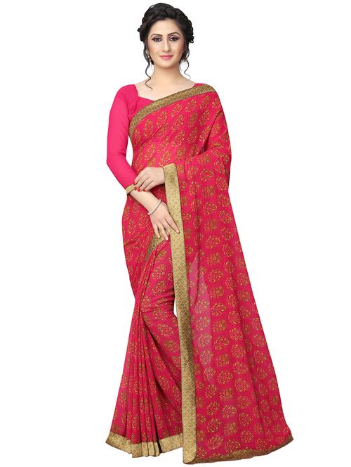 floral printed saree with blouse - 15734773 - Very Small Image - 1