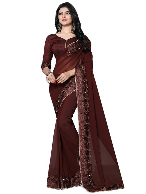 floral lace border saree - 15736639 - Very Small Image - 1