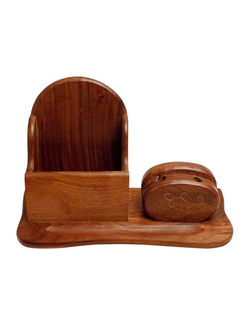 handmade wooden pen stand holder table decor / desk organizer / mobile stand / pen stand / card holder - 15736738 - Very Small Image - 1