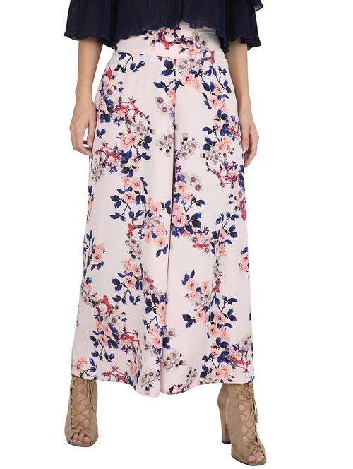 high waist floral flared palazzo - 15737634 - Very Small Image - 1