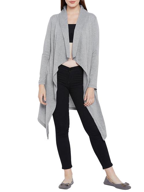 smoke grey knitted asymmetric shrug - 15738188 - Very Small Image - 1