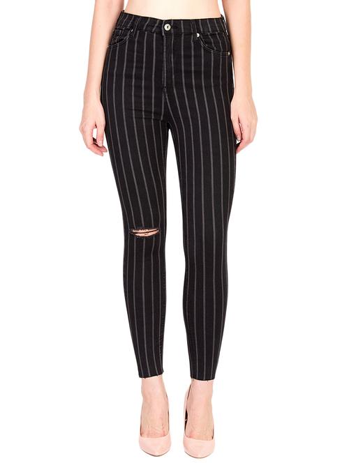 high waist striped knee slash trouser - 15738536 - Very Small Image - 1