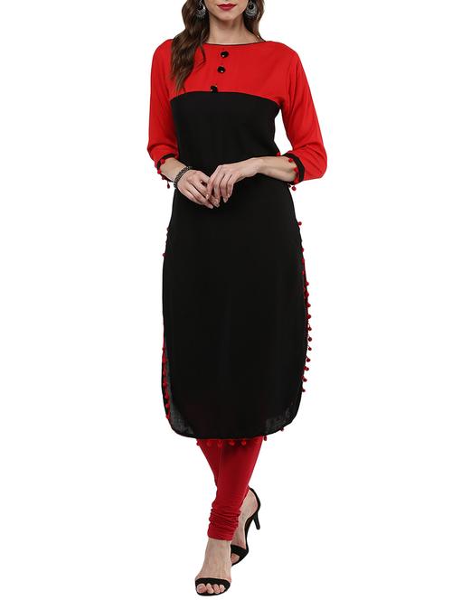 color block straight kurta - 15738681 - Very Small Image - 1