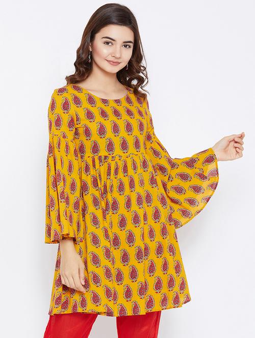 printed bell sleeves kurti - 15738767 - Very Small Image - 1