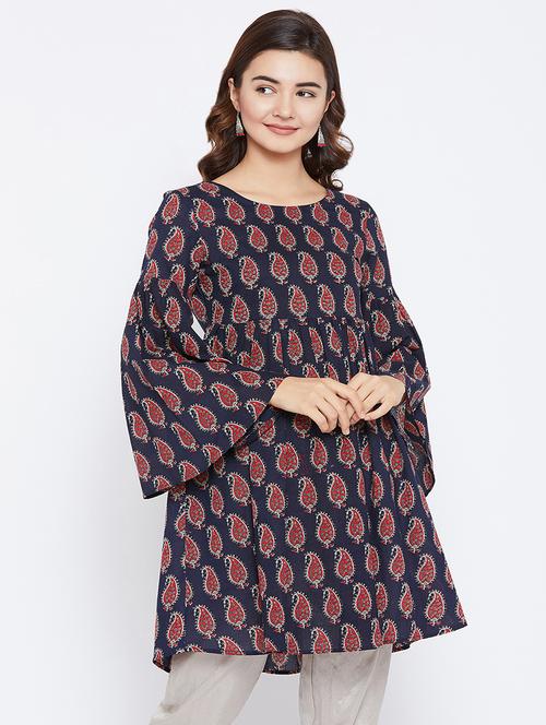 printed bell sleeves kurti - 15738768 - Very Small Image - 1
