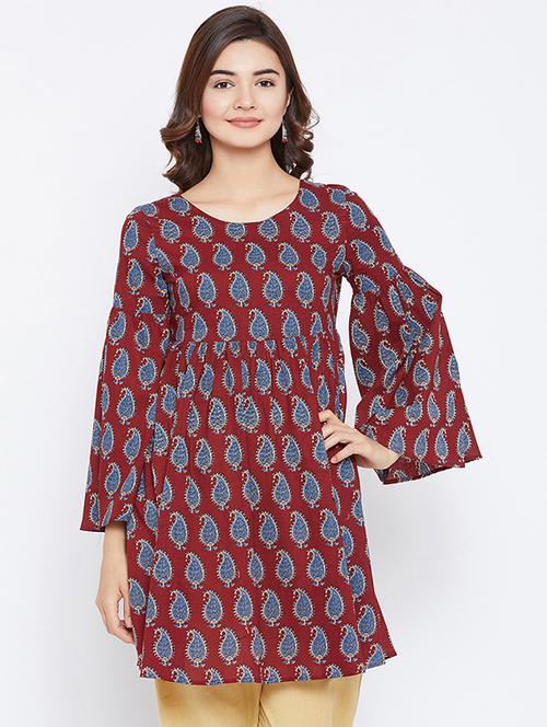 printed bell sleeves kurti - 15738769 - Very Small Image - 1