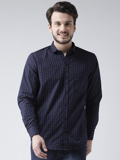 navy blue cotton casual shirt - 15738860 - Very Small Image - 1