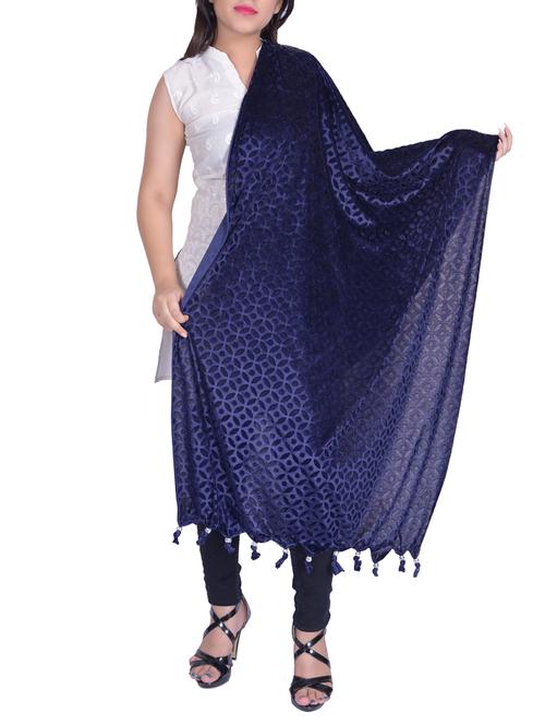 velvet self-design dupatta - 15739256 - Very Small Image - 1