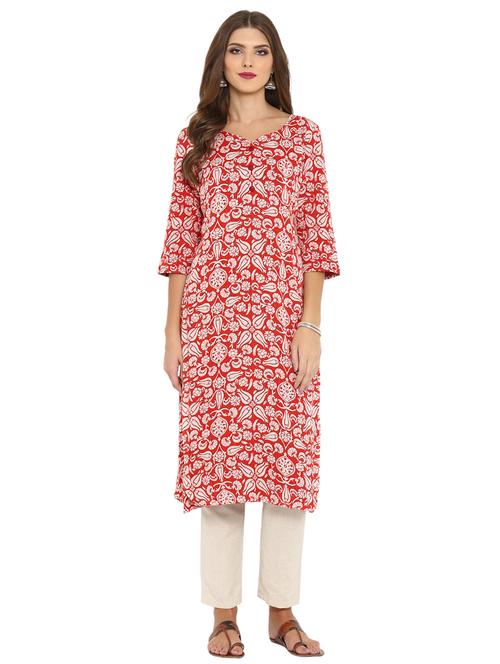 printed straight kurta - 15740352 - Very Small Image - 1