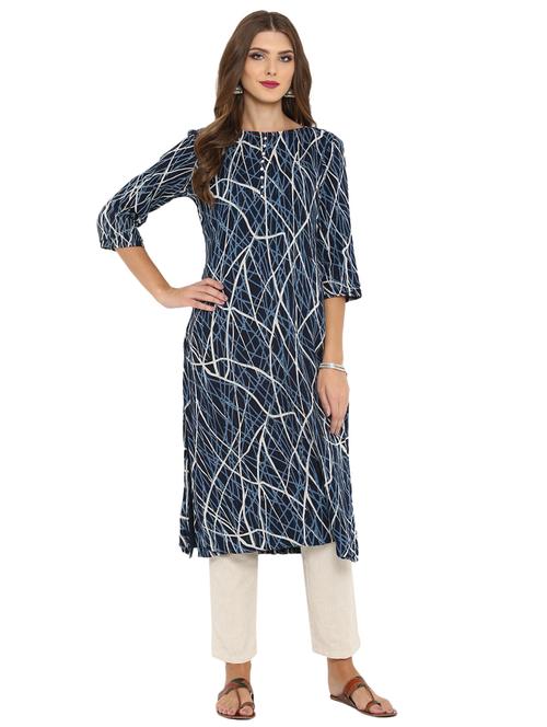 printed straight kurta - 15740353 - Very Small Image - 1