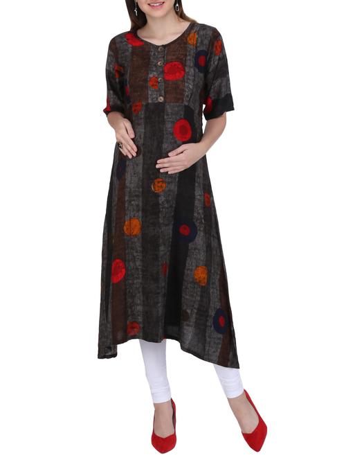 asymmetric belted maternity kurti - 15740927 - Very Small Image - 1
