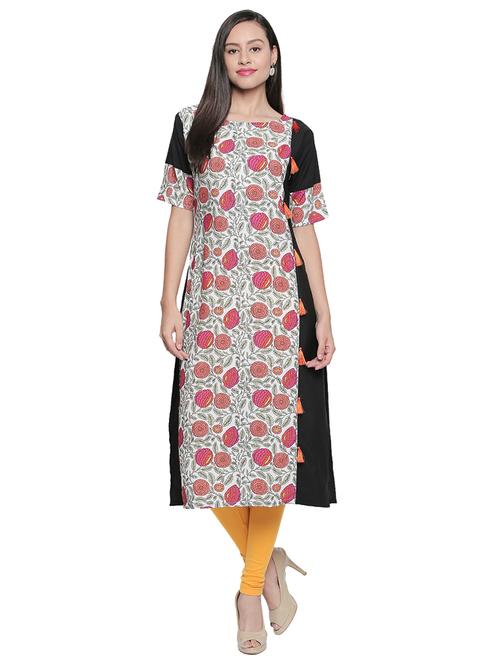 printed straight kurta with tassels - 15741241 - Very Small Image - 1