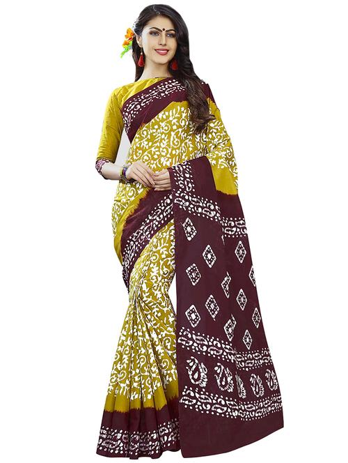 contrast border batik printed saree with blouse - 15741399 - Very Small Image - 1