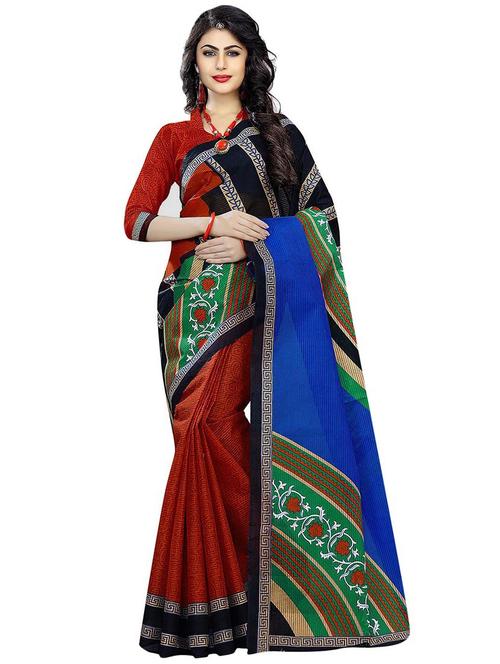 half & half printed saree with blouse - 15741402 - Very Small Image - 1