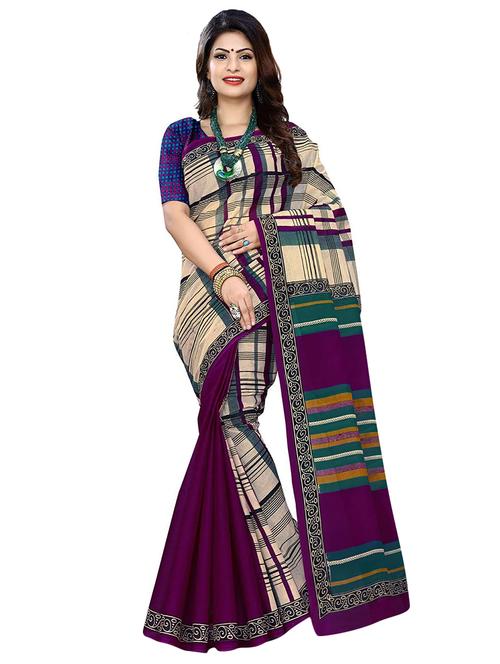 checkered printed saree with blouse - 15741449 - Very Small Image - 1