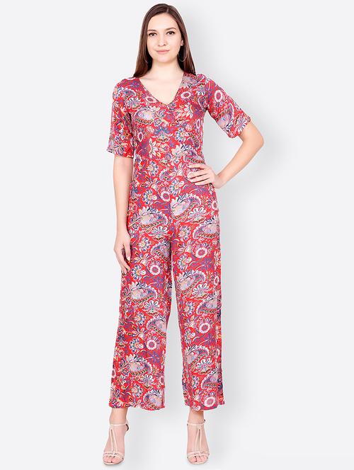 v-neck full leg jumpsuit - 15742620 - Very Small Image - 1