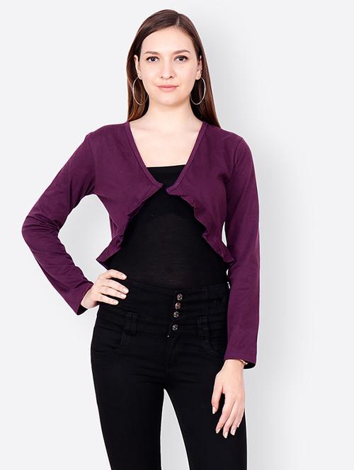 ruffled hem long sleeved shrug - 15742909 - Very Small Image - 1