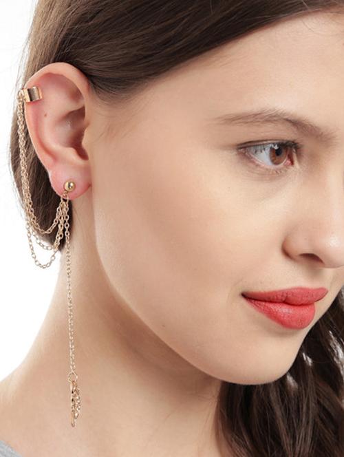 gold metal earcuff earrings - 15743355 - Very Small Image - 1