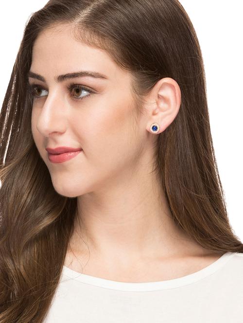 blue gold plated studs earring - 15743514 - Very Small Image - 1
