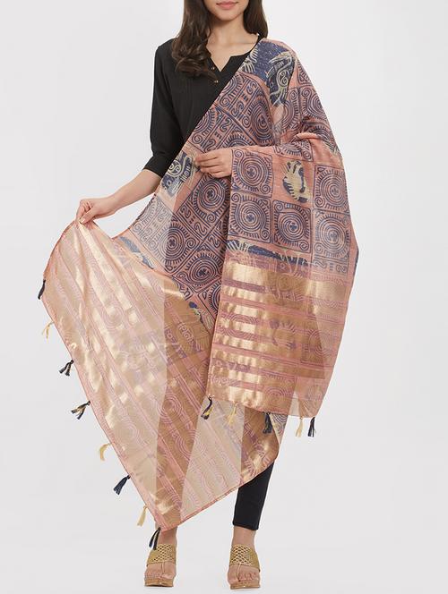 cotton blend printed dupatta with tassels - 15744228 - Very Small Image - 1