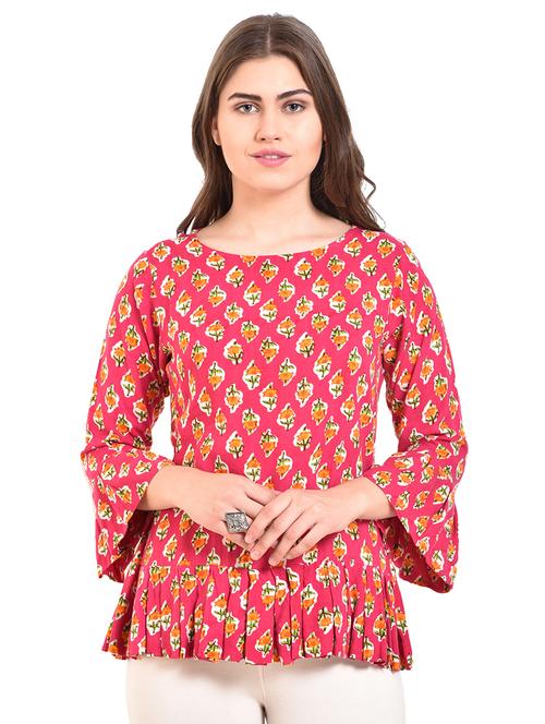 pleated hem bell sleeved tunic - 15744252 - Very Small Image - 1
