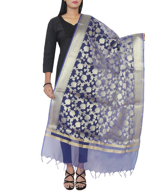 chanderi banarasi dupatta - 15744312 - Very Small Image - 1