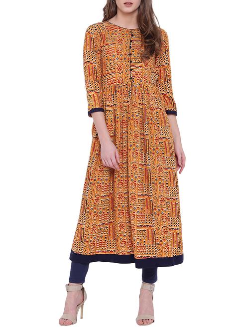 printed flared kurta - 15744971 - Very Small Image - 1