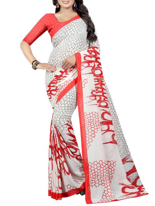 geometric printed saree with blouse - 15745157 - Very Small Image - 1