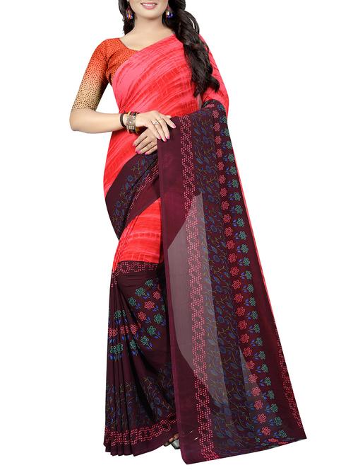 floral printed saree with blouse - 15745161 - Very Small Image - 1