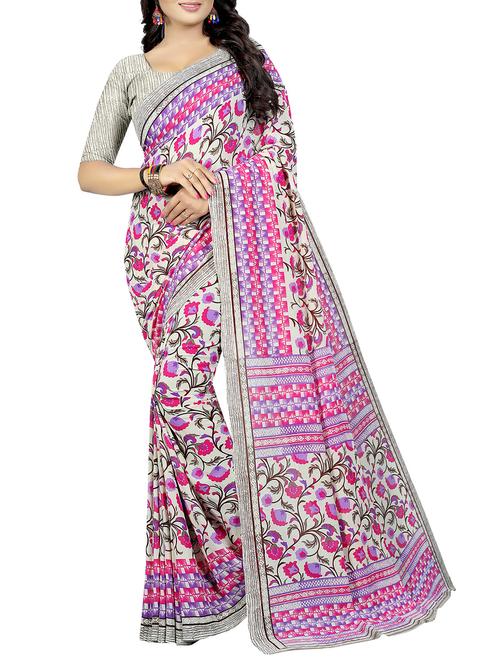 floral printed saree with blouse - 15745264 - Very Small Image - 1