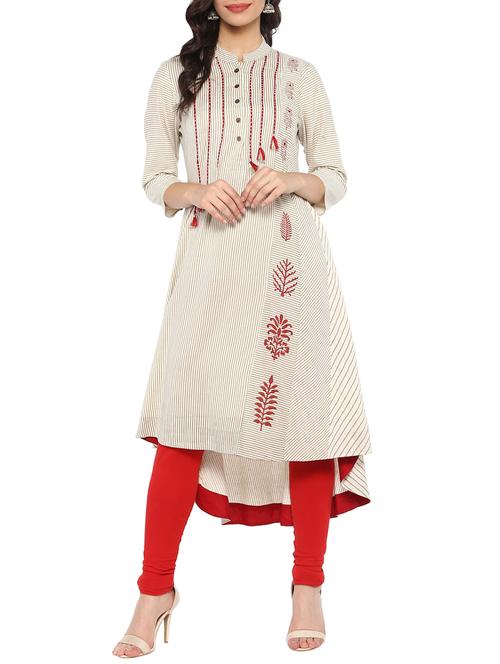 high low stripes kurta - 15745860 - Very Small Image - 1
