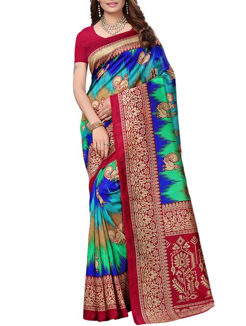printed  mysore silk saree with blouse - 15746610 - Very Small Image - 1