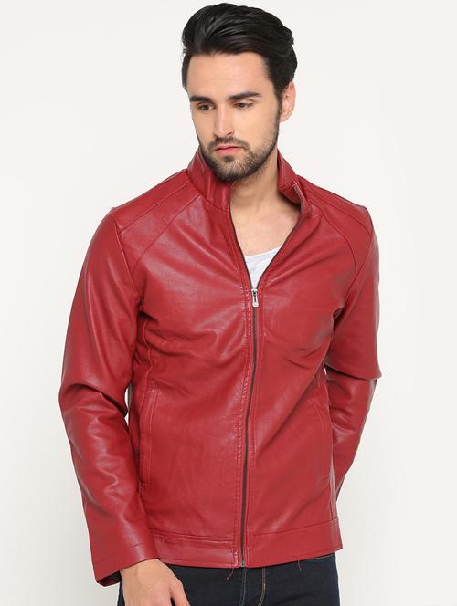red solid biker jacket - 15747172 - Very Small Image - 1