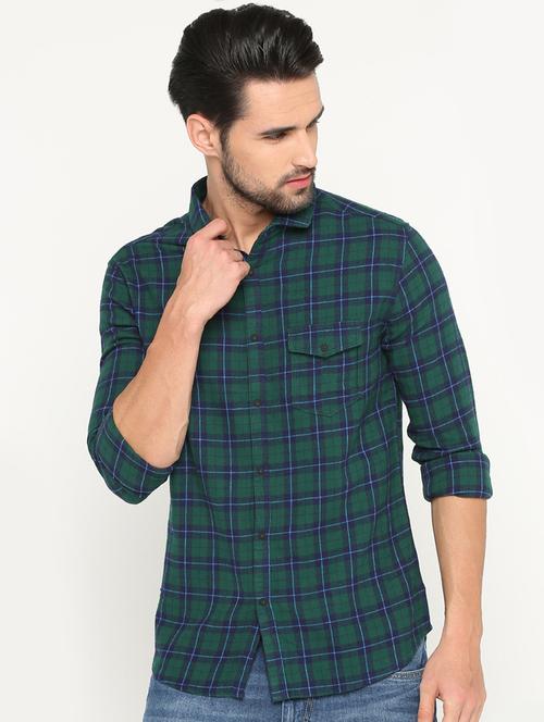 green cotton casual shirt - 15747219 - Very Small Image - 1