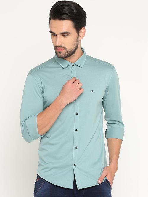 green cotton casual shirt - 15747373 - Very Small Image - 1