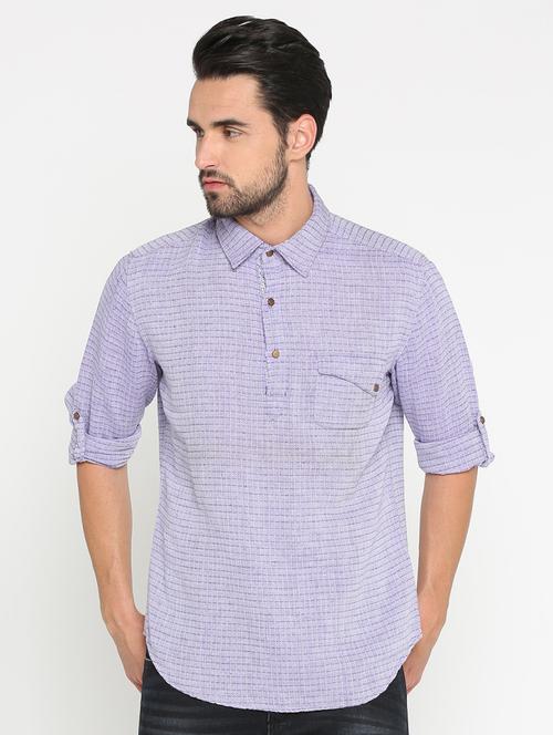 purple cotton short kurta - 15747383 - Very Small Image - 1