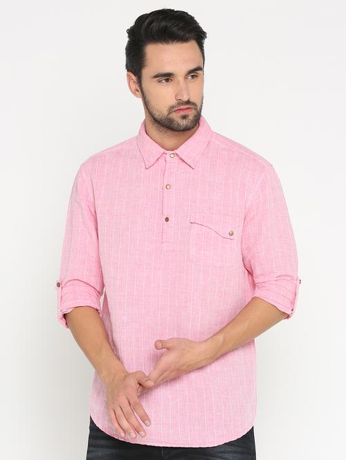 pink cotton short kurta - 15747385 - Very Small Image - 1