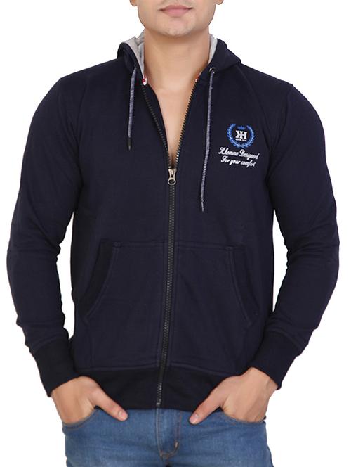 navy blue cotton casual jacket - 15747546 - Very Small Image - 1