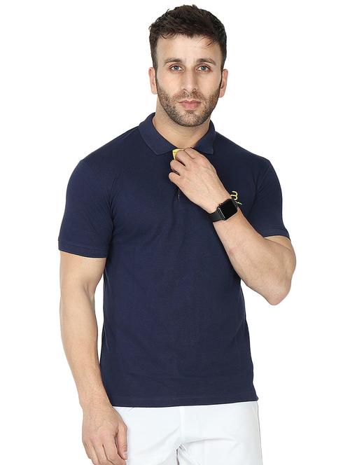 navy blue cotton polo t-shirt - 15747704 - Very Small Image - 1