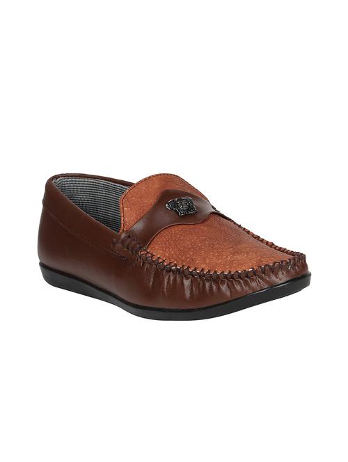 brown leatherette slip on loafers - 15747945 - Very Small Image - 1