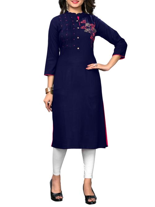 straight embroidered kurta - 15748375 - Very Small Image - 1